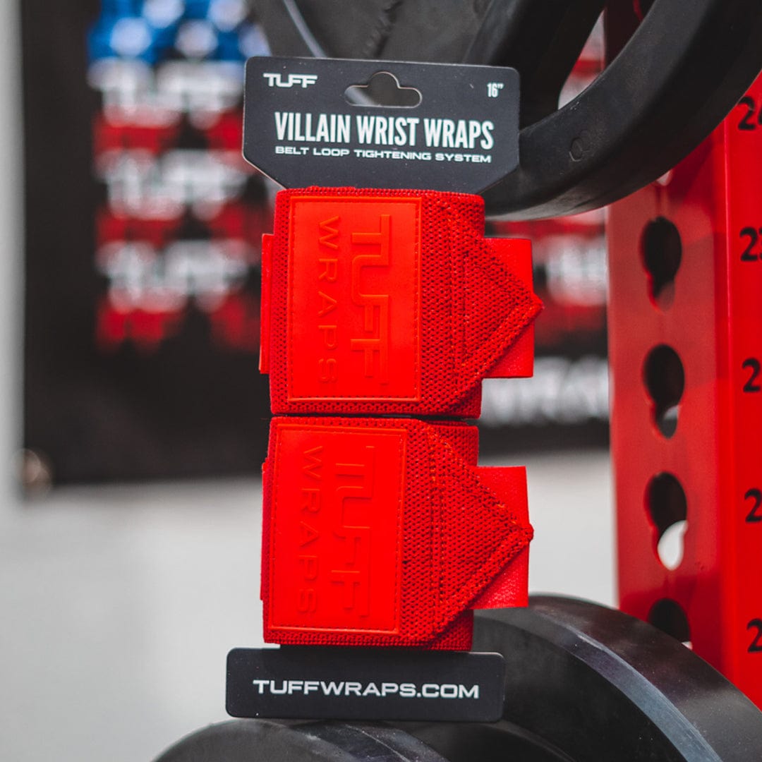 Solid Red Villain Sidekick Wrist Wraps 16" TuffWraps.com